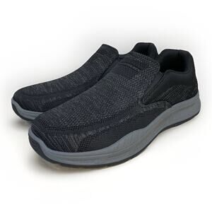 Skechers Men's Slip-on Shoes 10.5 EXTRA WIDE Relaxed Black Cohagen Knit Walk New